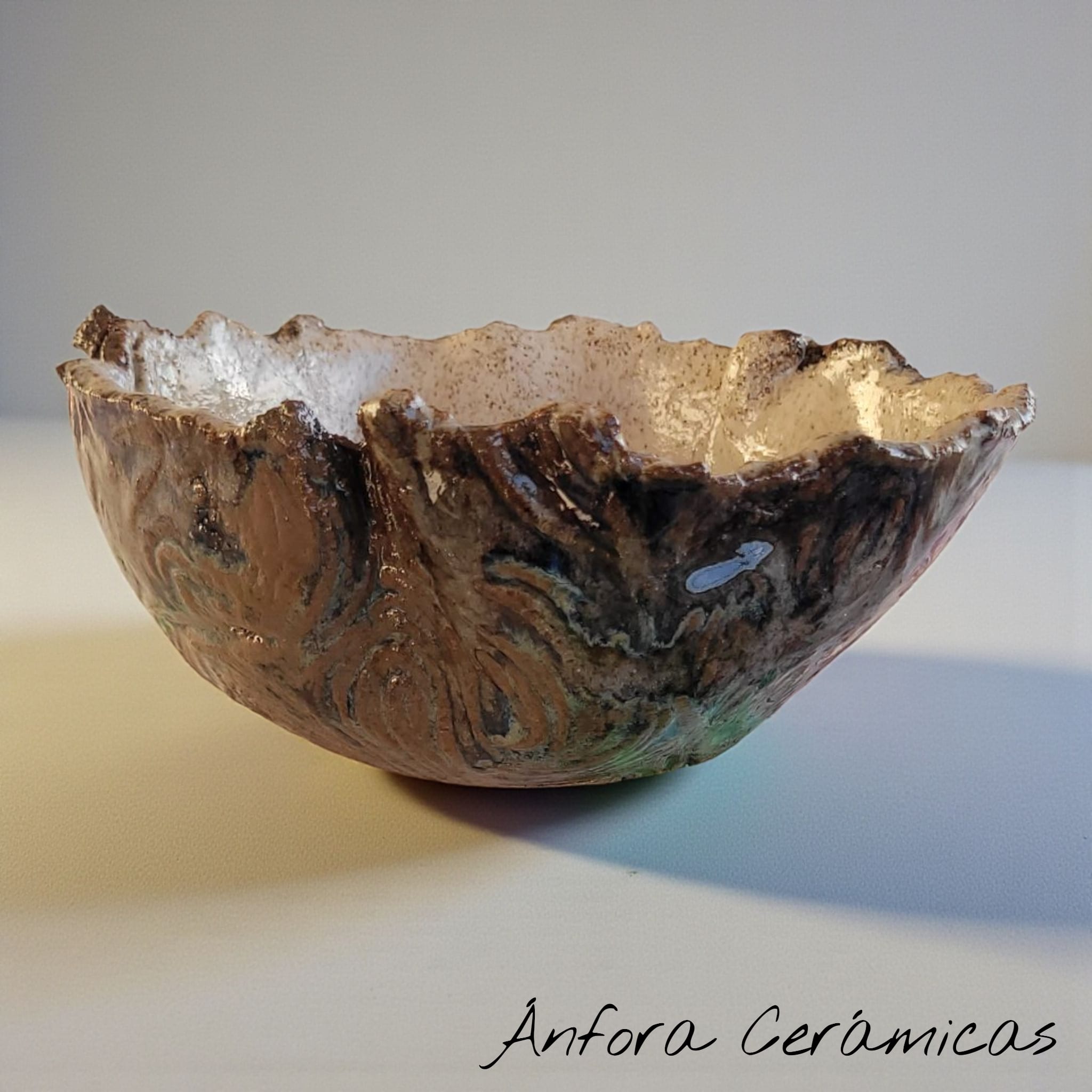 Cuenco Textura Beige Marrón y Azul