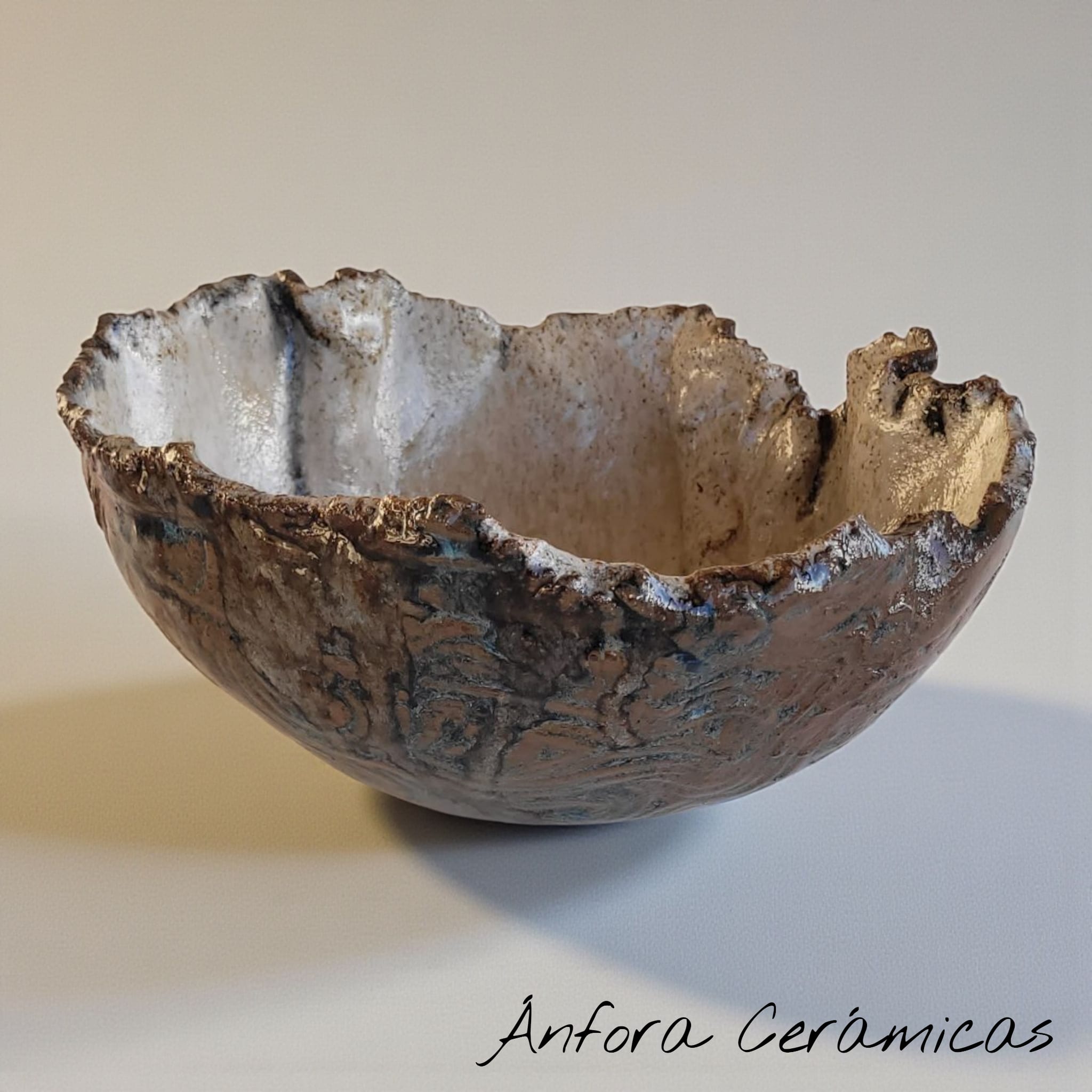 Cuenco Textura Beige Marrón y Azul