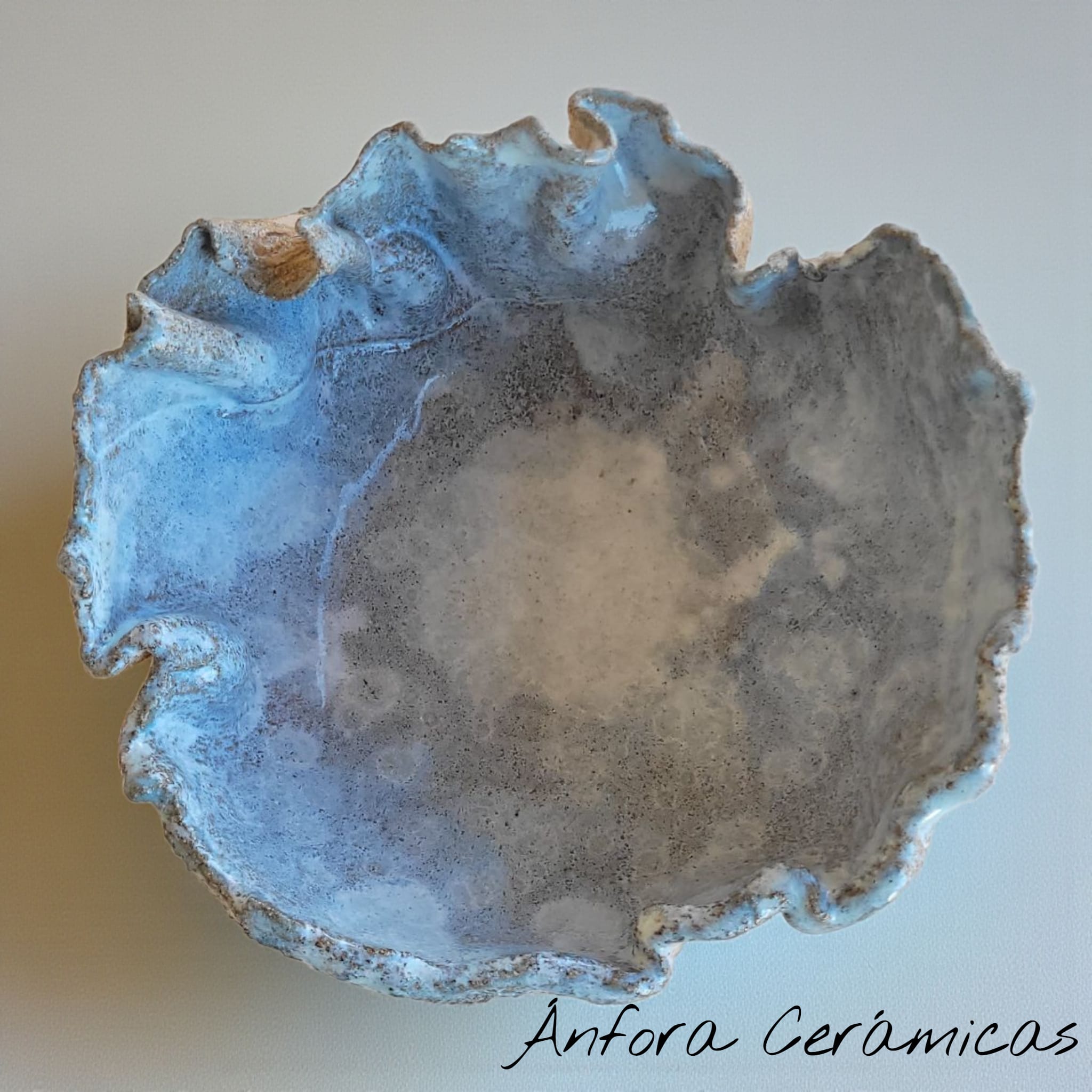 Cuenco Textura beige, celeste y blanco