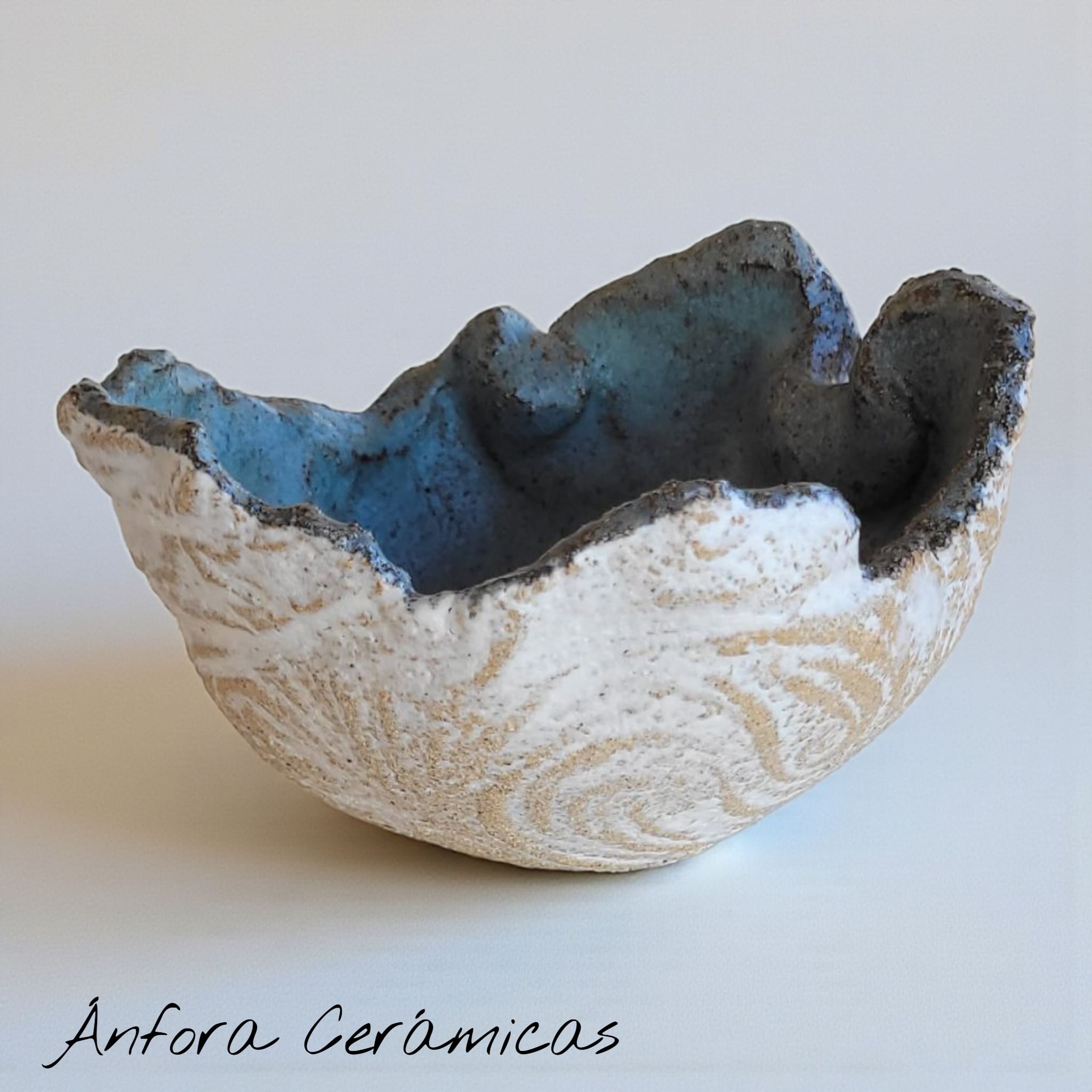 Cuenco Texturas gris azulado y blanco mate