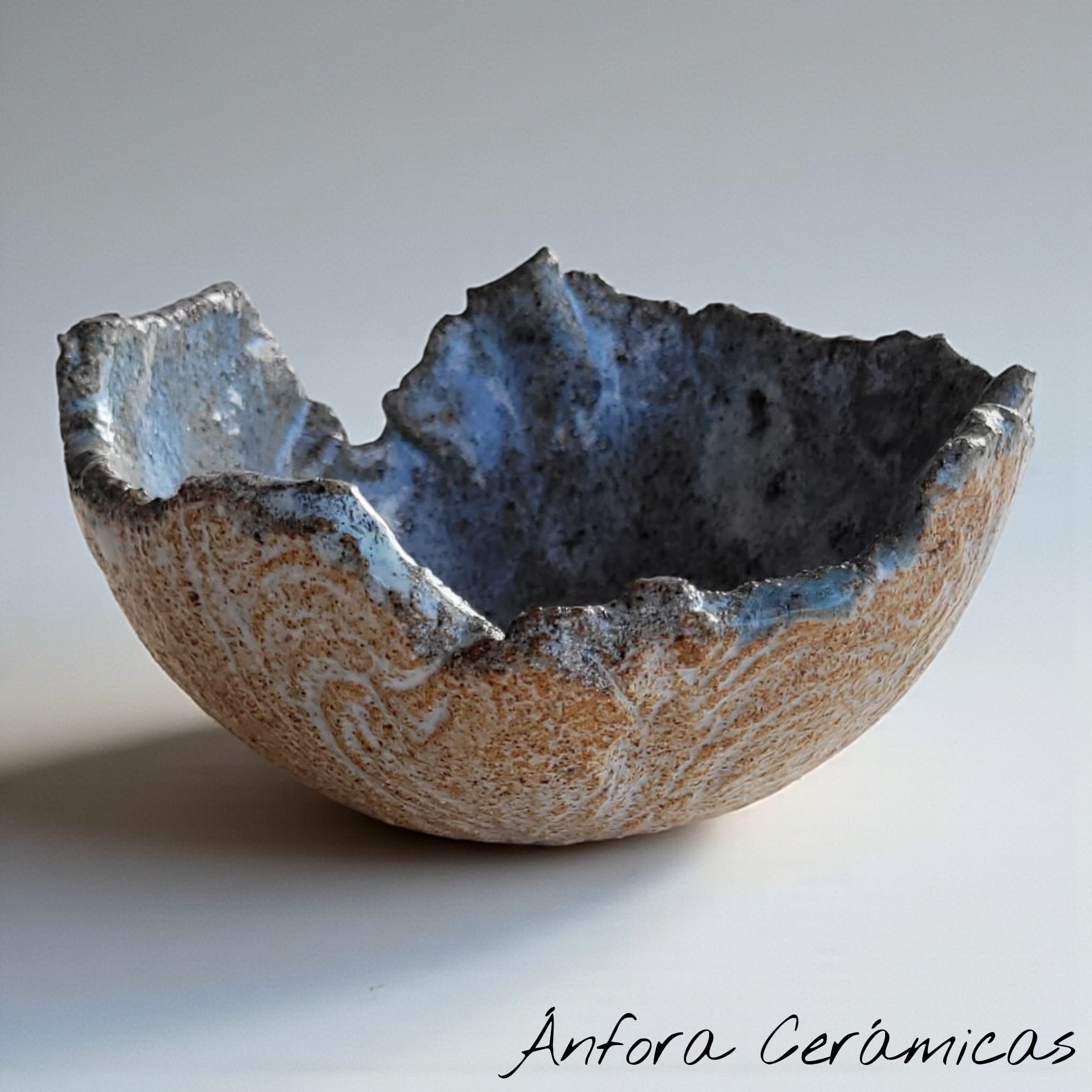 Cuenco Textura beige, celeste y blanco