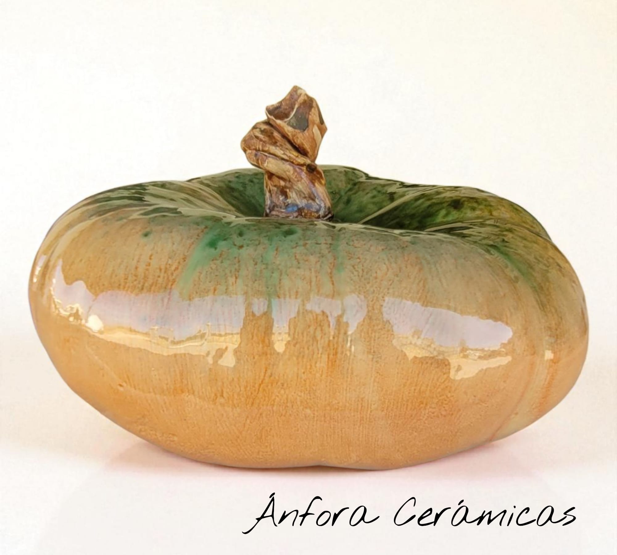 Flacher Keramikkürbis 2, pflanzlich