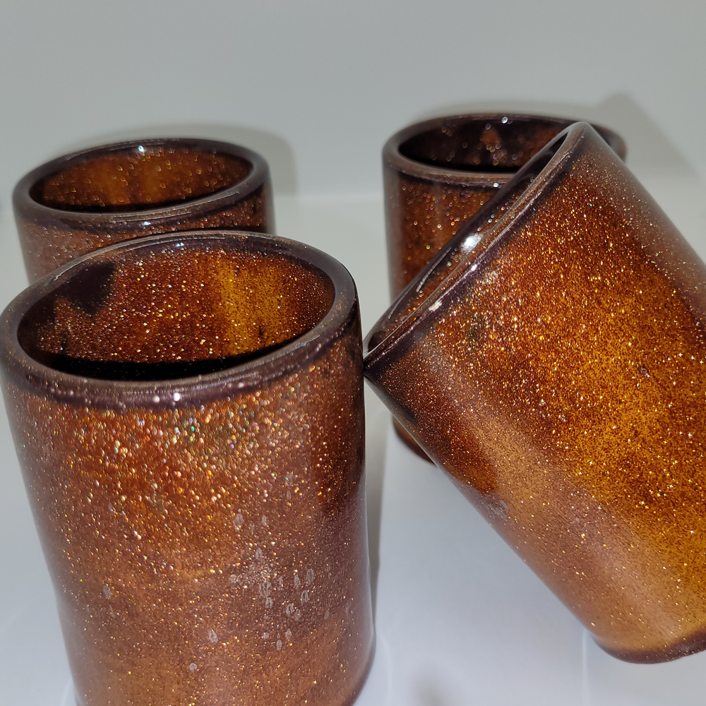 Vasos de cerámica marron dorado | Taller artesanal Ánfora cerámicas